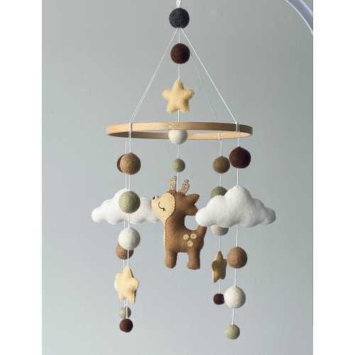 Deer Baby Mobile, Woodland Nursery Decor, Neutral Crib Mobile, Baby Boy Nursery Decor, Deer Nursery Mobile, Baby Shower Gift