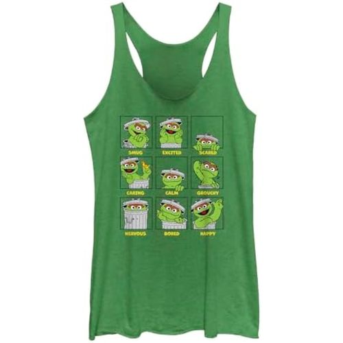 Fifth Sun Sesame Street Women's Emotions of Oscar Racerback Tank Top