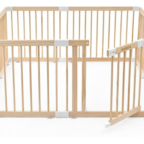 HARPPA Baby Gate Playpen for Babies and Toddlers Wooden Playpen Large Baby Fence Play Yards for Play Area 56 x 56 x 24 inch