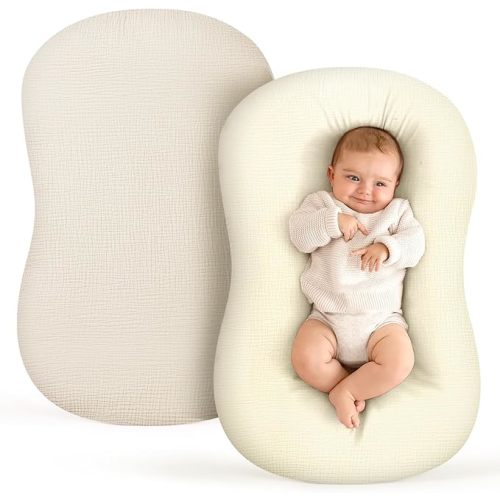 Termichy Baby Lounger Cover Muslin: Soft Cotton Slipcover for Snuggle Me Lounger - Removable & Machine Washable for Daily Use - Zipper-Free & Skin-Friendly for Newborn Girls and Boys