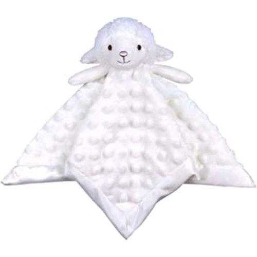 Baby White Lamb Soft Stuffed Animal Security Blanket, Plush Sheep Character Lovey Blanket, Baby Shower/Nursery Gift, Newborn Infant Toddler Snuggle Blankie for Boys Girls, 13 Inches