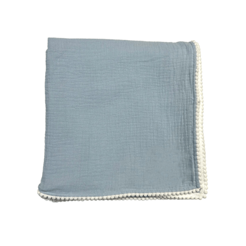 Muslin Swaddle, Chambray with White