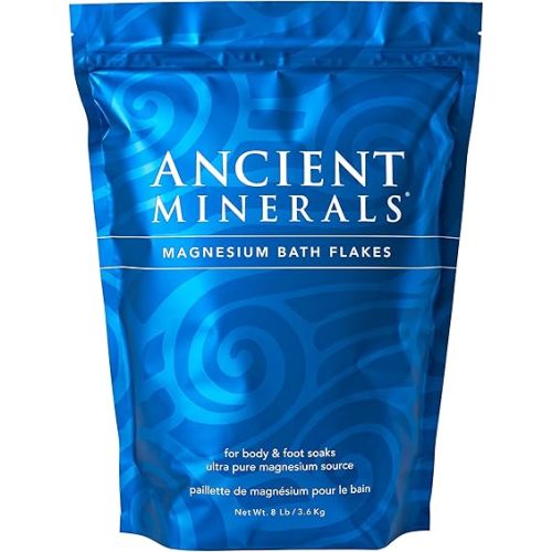 Ancient Minerals Magnesium Bath Flakes, Epsom Salt Alternative, 8lb