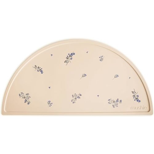 mushie Silicone Placemat for Kids | BPA-Free Non-Slip Design (Pink Flowers)
