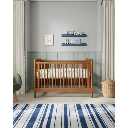 The Walnut Briar 4-in-1 Crib with Bassinet and Full Crib Mattress