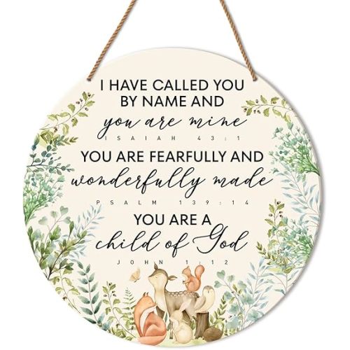 Christian Nursery Wall Decor, Nursery Scripture Wall Decor for Newborn Baby Boy Girl Kids Bedroom Toddler Room Bible Verse Religious Hanging Sign Decorations Baptism Gift, You Are a Child of God