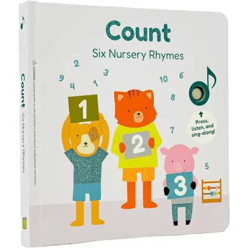Calis Books Count - Nursery Rhymes Music Book for Toddlers 1-3, Interactive books for 1+ year old with 6 Animal Songs - Educational Toddler Books Ages 1-3