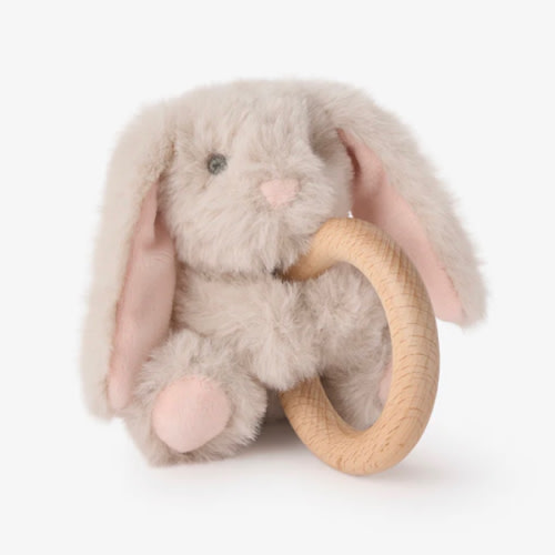 Plush Bunny Wooden Ring Rattle