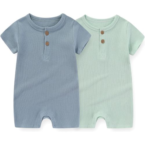 Unisex Short Sleeve Baby Romper 2 Pack Cotton Solid infant Boy Girl Jumpsuits Soft New Born Clothes