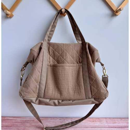 Personalized Quilted Muslin Diaper Bag: Embroidered Baby Hospital Bag