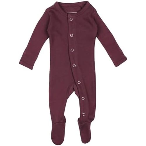 L'ovedbaby Unisex Baby Organic Cotton Snap Footie, GOTS Certified, Long Sleeve Sleep Play Footed Pajamas, Mitten Cuffs Grips