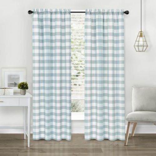 Kate Aurora Modern Farmhouse 2 Piece Large Buffalo Plaid Check Rod Pocket Curtains