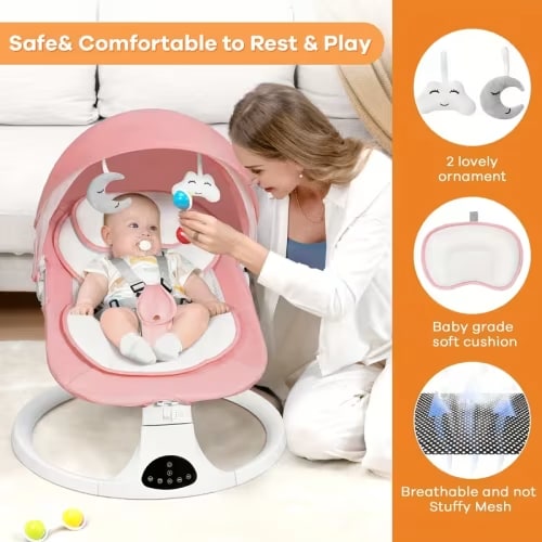 portable electric baby swing folds storage featuring - Temu