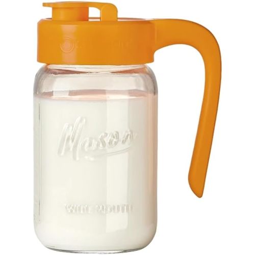 32 oz Glass Pitcher with Lid, 1 Quart Mason Jar Pitcher with Lid Airtight, Breast Milk Storage for Fridge, Ideal for Cold Brew Coffee, Iced Tea, Sun Tea, Juices