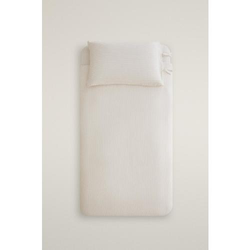 KIDS' STRIPED CHIFFON COTTON DUVET COVER - Oyster-white | ZARA United States