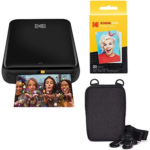KODAK Step Wireless Mobile Photo Mini Color Printer (Black) Go Bundle