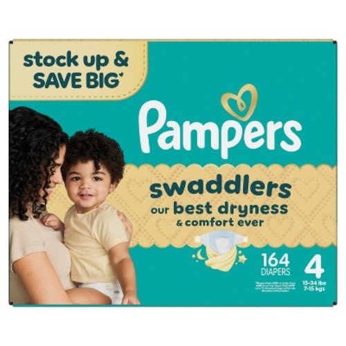 Pampers Swaddlers Sensitive Disposable Diapers Massive Pack - Size 4 - 164ct