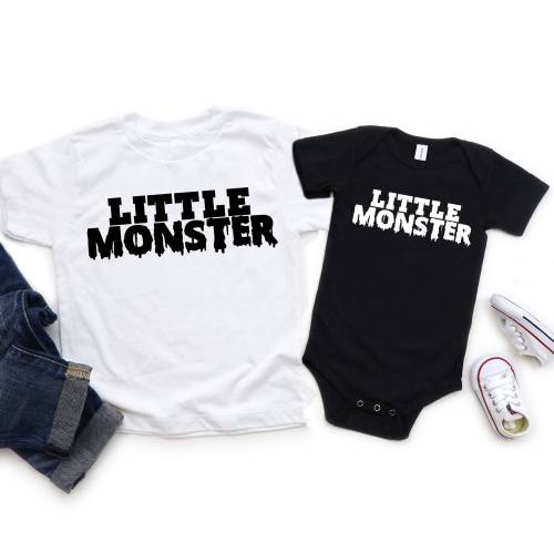 Little Monster Kids Shirt, Toddler Halloween T-Shirt, Funny Trendy Tee for Children, baby, girls, boys