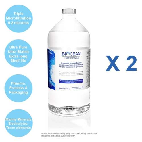 2 BOTTLES - BIOCEAN® HYPERTONIC 3.5, 1000 ml Economy bottle, Pure Marine Plasma®