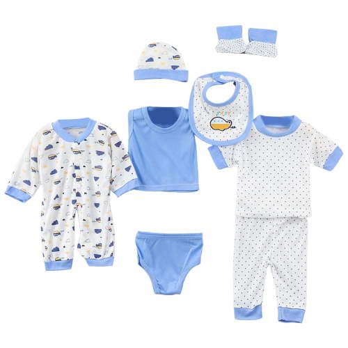 NIEWTR 8Pcs Baby Boy Girl Clothes Sets Cute Tops+Hat+Pants+Bib+Sock Shose+Romper Outfits Set Baby Jumpsuit 0-3 Months Baby Layette Set Gifts Layette Set Bodysuits Set