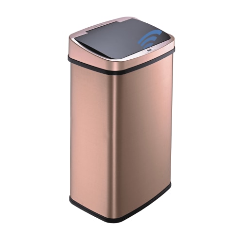 Nine Stars Automatic Kitchen Trash Can, 13.2 Gallon Stainless Steel, Motion Sensor, Soft Close Lid Garbage Bin, Gold