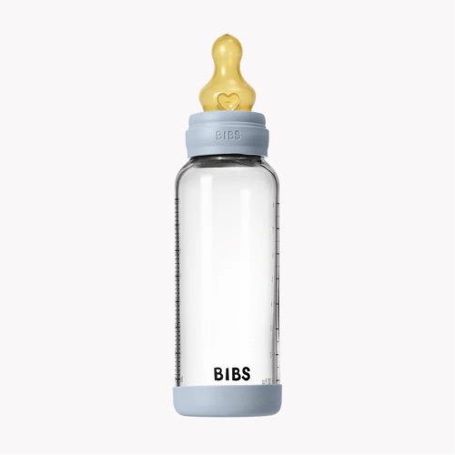 BIBS Baby Glass Bottle Set 8oz Latex - Baby Blue | Smooth Feeding – Bibsworld store US