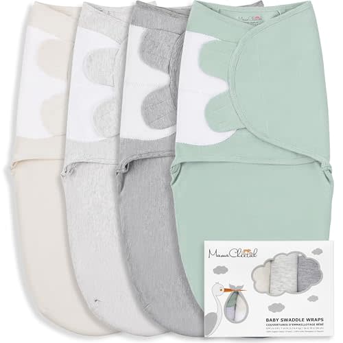 Organic Cotton Baby Swaddle Blanket, Newborn Swaddle Sack, Swaddler 7-14 lb | Infant Swaddle Sleep Sack, GOTS & OEKO-TEX Certified Wrap Swaddles 0-3 Month, Boy Girl Baby Essential, 4-Pack, Mama Cheetah
