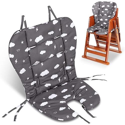 Baby High Chair Cover Pad - Cushion for Wooden high Chairs, High Chair Cover Replacement, Machine Washable & Easy to Install, Clouds Pattern
