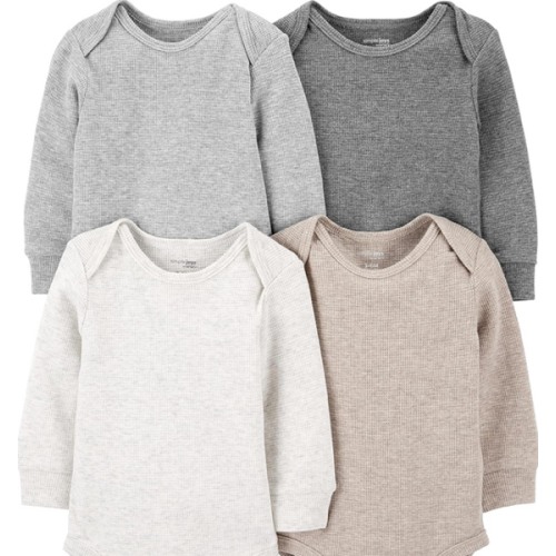 Simple Joys by Carter's Baby 4-pack Soft Thermal Long Sleeve Bodysuits