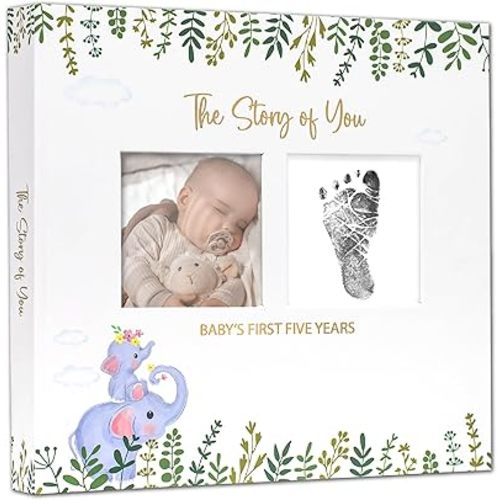 Keepsake Baby Memory Book for Boys and Girls - First 5 Years Baby Book Journal with Photo Album - Scrapbook Kit for Milestones, Gender Neutral Gifts