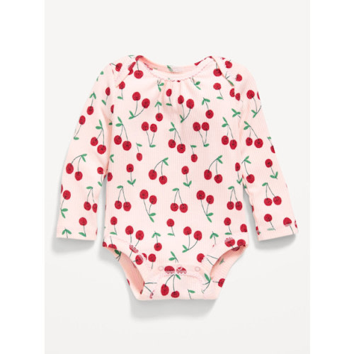 Printed Long-Sleeve Ribbed Bodysuit for Baby