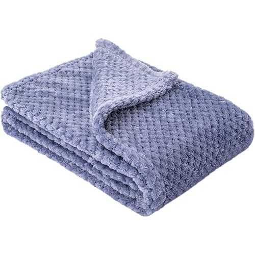 Fuzzy Blanket or Fluffy Blanket for Baby, Soft Warm Cozy Coral Fleece Toddler, Infant or Newborn Receiving Blanket for Crib, Stroller, Travel, Decorative (28Wx40L, XS-Pearl Blue)