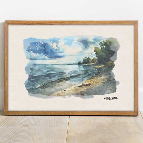 Lake Erie Wall Art Home Decor, Housewarming Gift Gallery Wall Set, Watercolor Art National Park Poster, Lake House Decor & Woodland Nursery