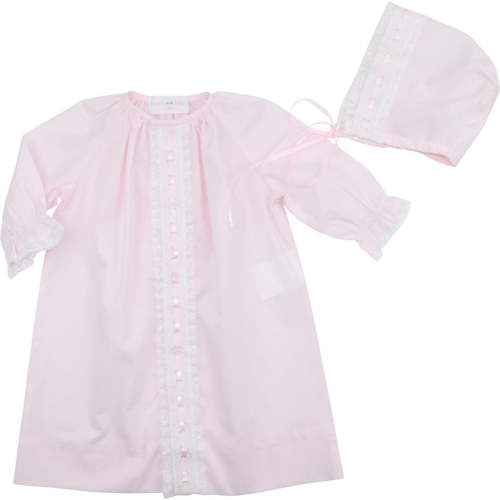 Pink Heirloom Baby Gown And Bonnet