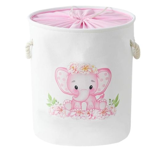 INough Baby Basket Pink Hamper Large Kids Hamper Baby Laundry Hampers for Nursery Girl, Girls Laundry Baskets for Kids, Dirty Clothes Basket Collapsible Kids Toys Orgnizer for Kidsroom/Nursery