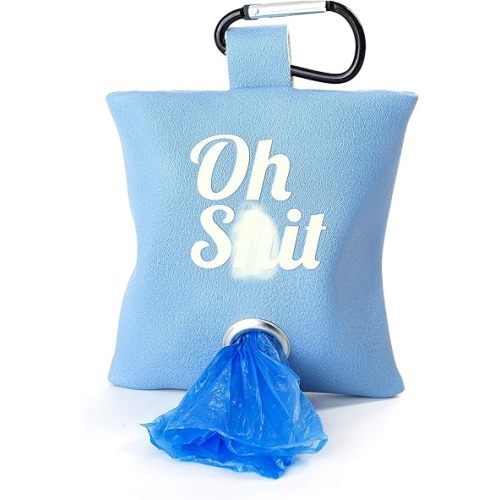 RoyallK Dog Poop Bag Waste Bag Dispenser Holder Cute Funny (Blue (White Lettering))