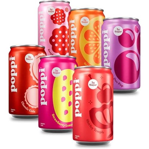 Poppi Prebiotic Soda, Mini Stars, 7.5 Oz Mini Can, 12 Pack