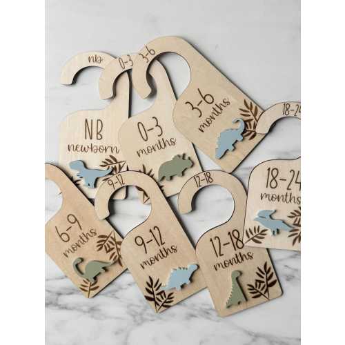 Dinosaur & Jungle Wooden Baby Closet Dividers | Handcrafted | Nursery Closet Organization | Boy Mom Must-Have | Baby Boy Shower Gift