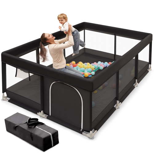 Babyeap Baby Playpen Large Play Yard Fence for Toddlers, 71"x50" Black