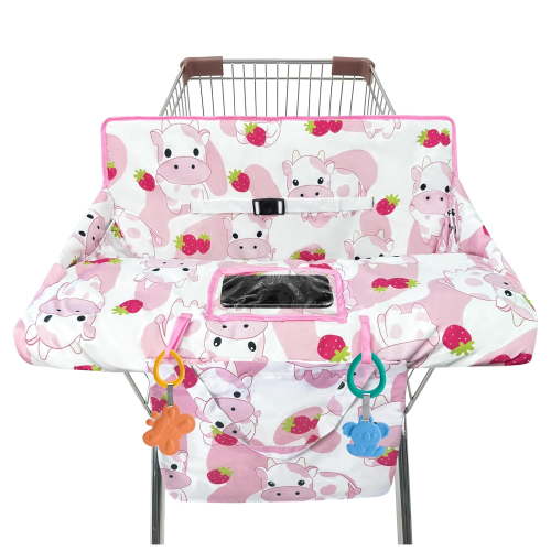 Shopping Cart Cover for Baby 2-in-1 High Chair Cover with Safety Harness Multifunctional Grey Pattern Cart Covers for Babies Soft Padded Grocery Cart Cover for Baby Boy Girl
