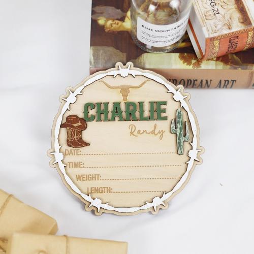Rustic Western Baby Name Sign, Personalized Cowboy Baby Birth Stats, Cowboy Nursery Decor, Rustic Western Baby Announcement Sign Board