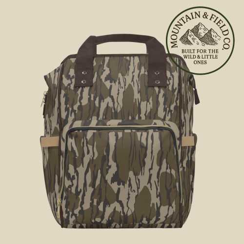 Retro Treebark Camo Backpack, Multifunctional Diaper Bag for Parents On-the-Go, Bottomland Camo Baby Backpack, Nursery Backpack, Baby Shower