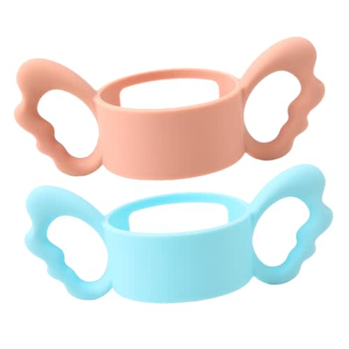 SECFOU 2Pcs Ergonomic Milk Bottle Grip Handles Soft Silicone Wide Mouth Feeding Bottle Accessories for Enhanced Comfort and Stability