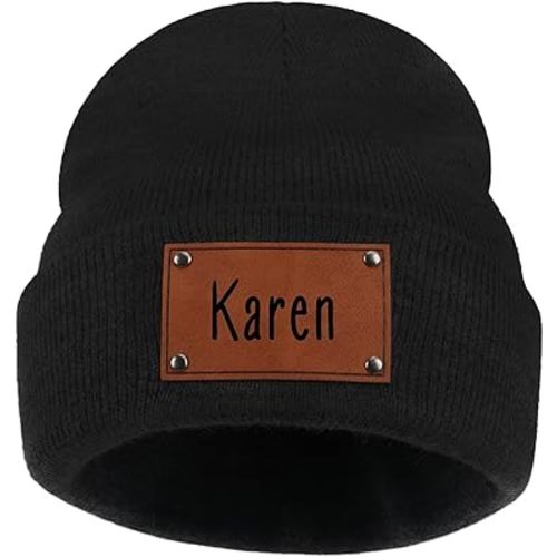 EDSG Personalized Baby Beanie Hat, Soft Winter Knit Name Hat for Newborn Infant Adult