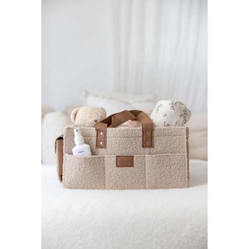 Teddy Nappy Caddy- Nude- Large Side Pocket – Linen Label