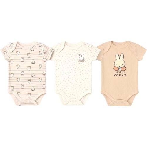 Miffy Baby Girls' 3-Pack Short Sleeve Soft Cotton Blend Bodysuit Sets