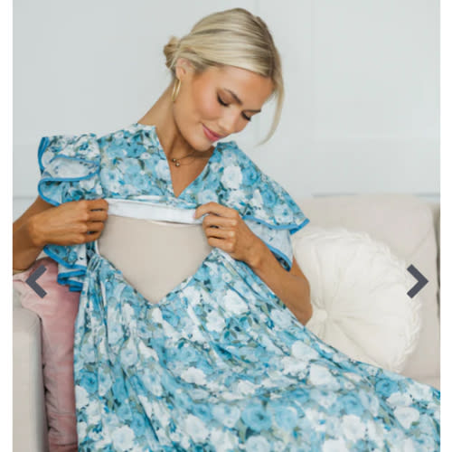 NURSING COLLECTION: Closer Than Ever Light Blue Floral Midi Dress