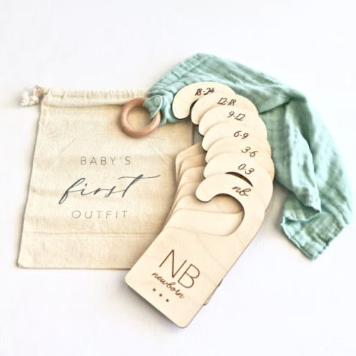 New Baby Gift Set with Closet Dividers, Baby Teether Ring Blanket and First Outfit Bag