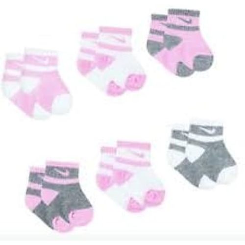 Nike Striped Baby Socks 6-Pack (US, Age, 6 Months, 12 Months, Pink/White/Grey)