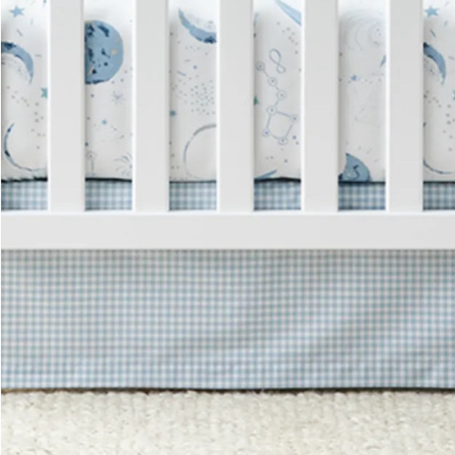 Ditsy Gingham Classic Cool Organic Cotton Percale Tailored Crib Skirt